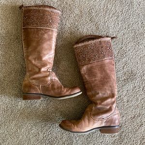 CORRAL Women’s Laser Cut Knee High Round Toe Boots